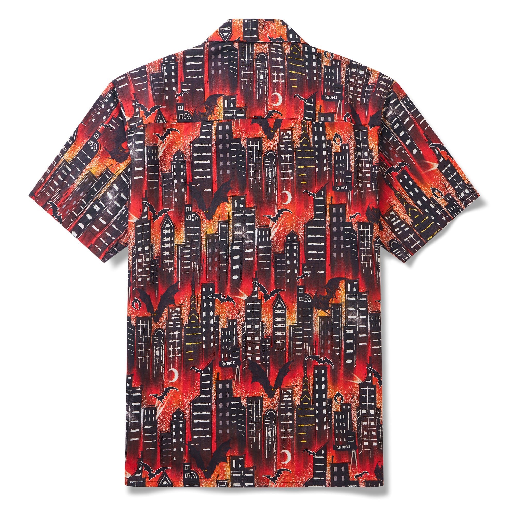 Guardian of the Night 100% Cotton Men's Short Sleeve Camp Collar Shirt Aloha Hawaiian Halloween