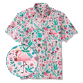 Men's Hawaiian Shirt Short Sleeve Button-down 100% Cotton Aloha Flamingo Petal Escape Flamingo