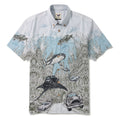 Men's Hawaiian Shirt Short Sleeve Button-down 100% Cotton Blue Aloha Atlantis Coral Cruisers