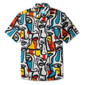 LeosWare® Men's Hawaiian Shirt Short Sleeve Button-up 100% Cotton Aloha Face Paint Palette