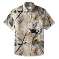 LeosWare® Men's Hawaiian Shirt Short Sleeve Button-up 100% Cotton Brown Aloha Journey Of Abstraction