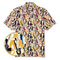 Men's Hawaiian Shirt Short Sleeve Camp Collar 100% Cotton Yellow Aloha Joyful Jazz By Pallavi Chaudhary