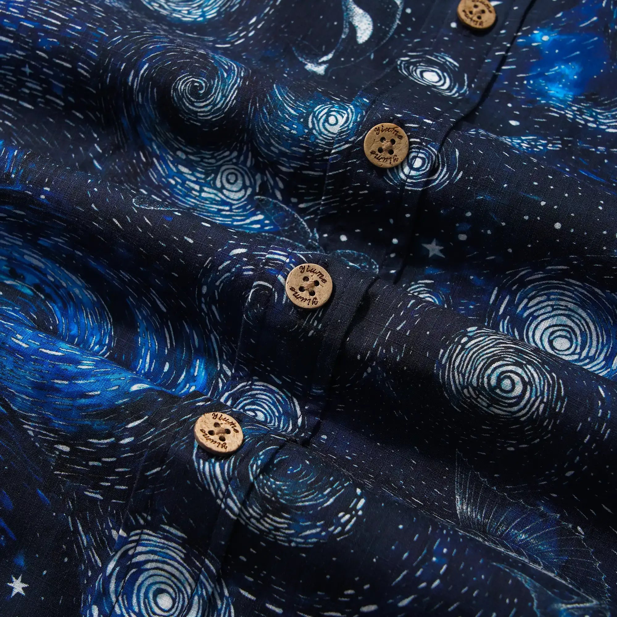 Men's Hawaiian Shirt Short Sleeve Button-down 100% Cotton Blue Aloha Dreams Of The Starry Sea Jellyfish Whale