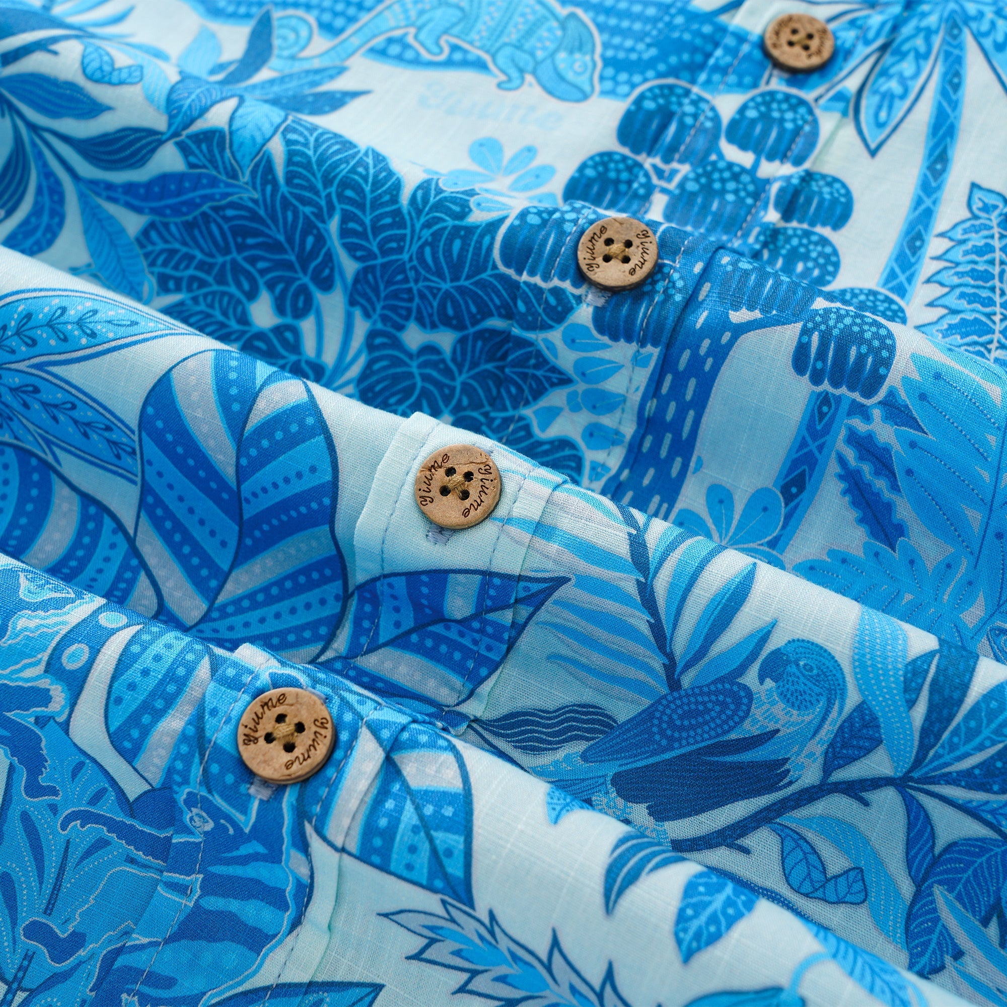 Men's Blue Hawaiian Shirt Tropical Shirt Short Sleeve Button-down 100% Cotton Blue Aloha Jungle Paradise
