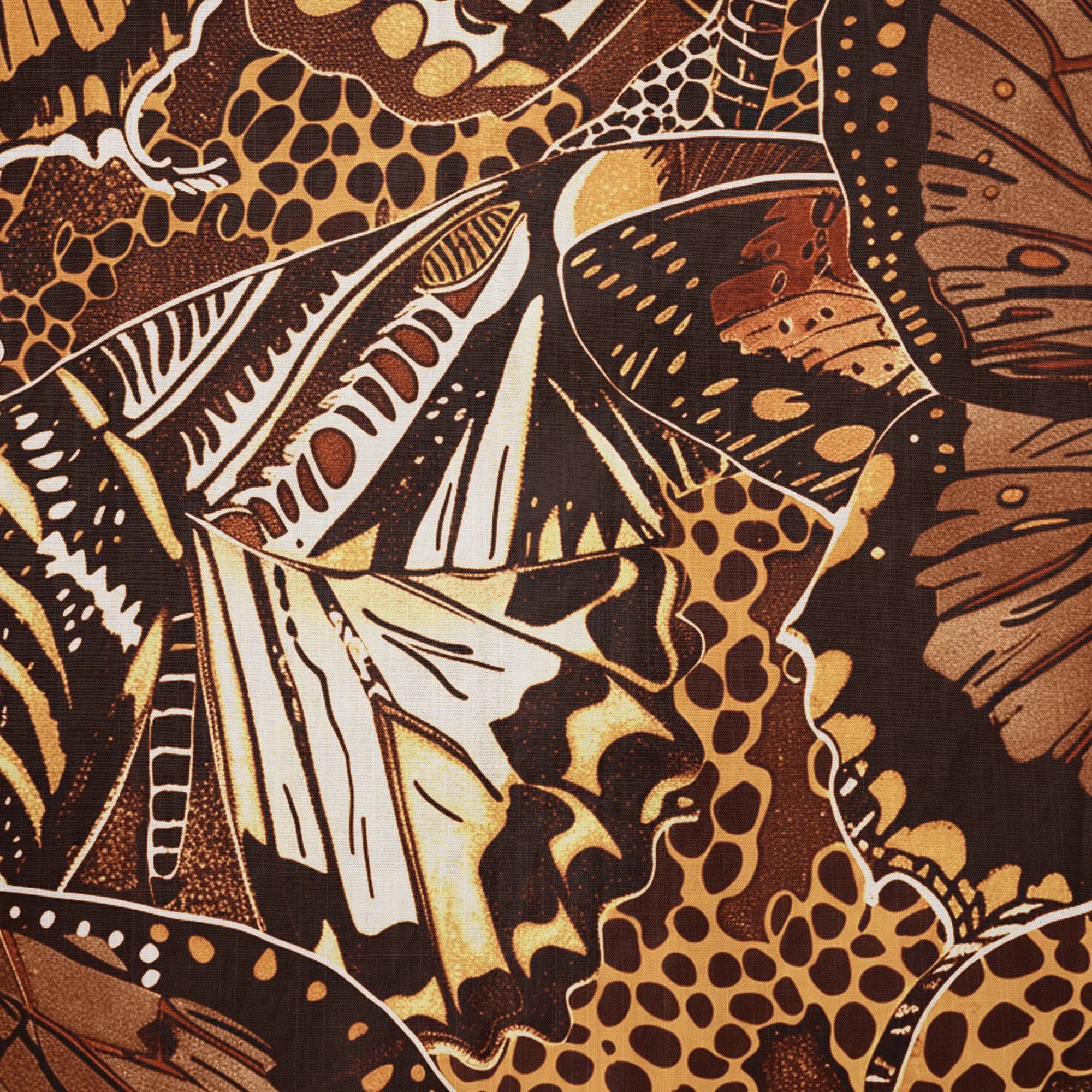 LeosWare® Men's Hawaiian Shirt Short Sleeve Button-up 100% Cotton Brown Aloha Butterfly Haven