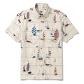 Men's Hawaiian Shirt Short Sleeve Button-down 100% Cotton Blue Aloha Sail into the Horizon