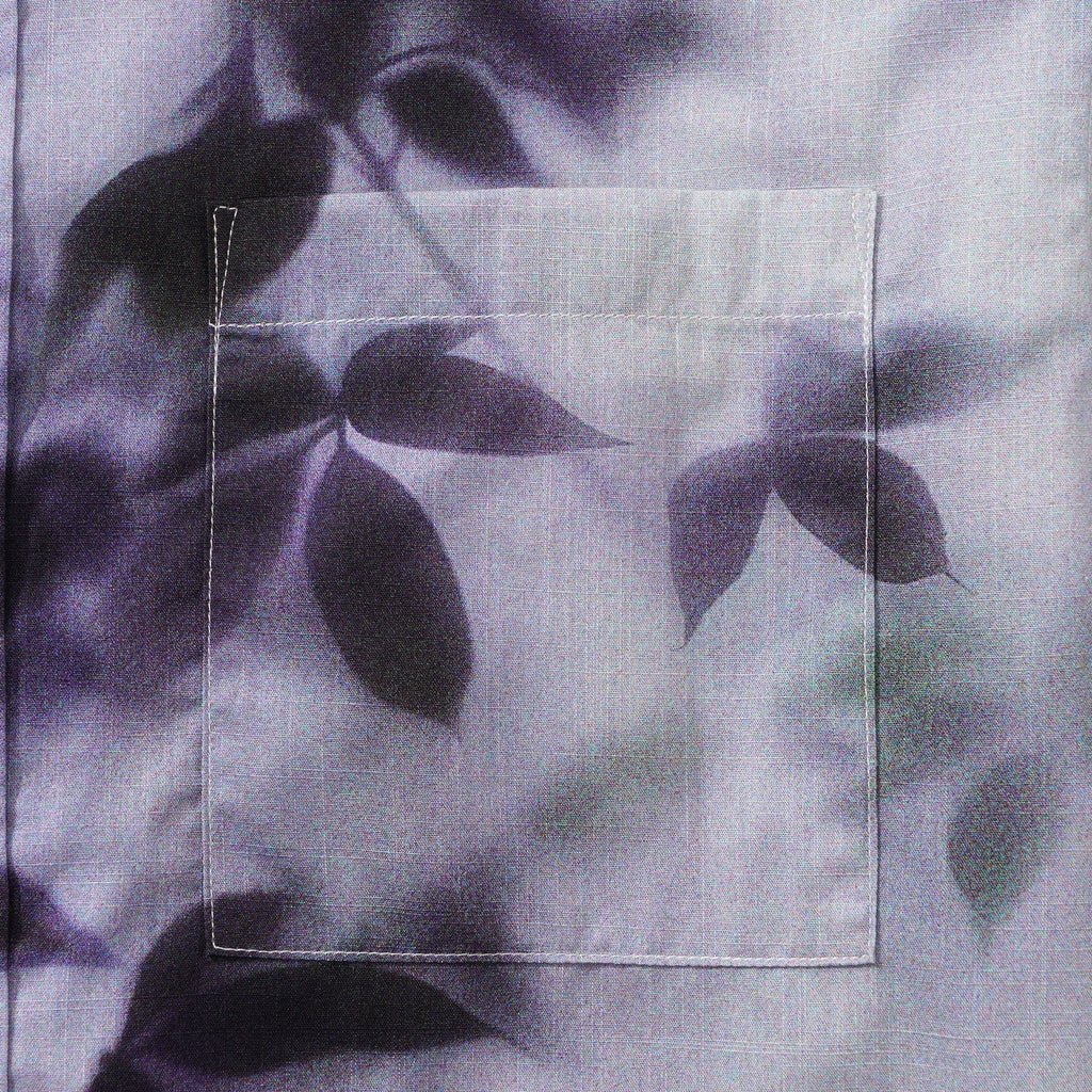 Men's Cotton Hawaiian Shirt Short Sleeve Button-down Purple Aloha Shirt Mist-Kissed Leaves
