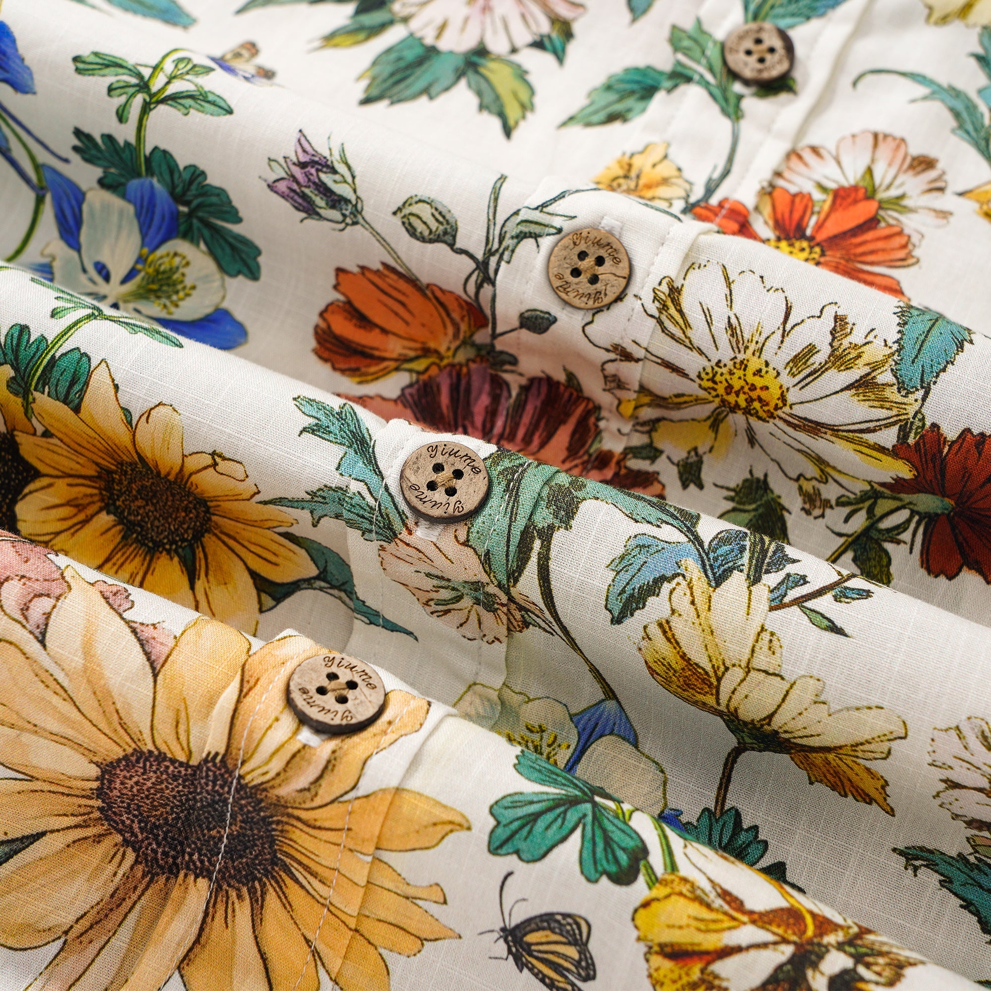 Men's Hawaiian Shirt Short Sleeve Button-down 100% Cotton Beige Aloha Floral Reverie