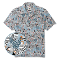 Men's Hawaiian Shirt Short Sleeve Camp Collar 100% Cotton Blue Aloha Clucking Chicken Friends By Annick Schmidt-reichardt