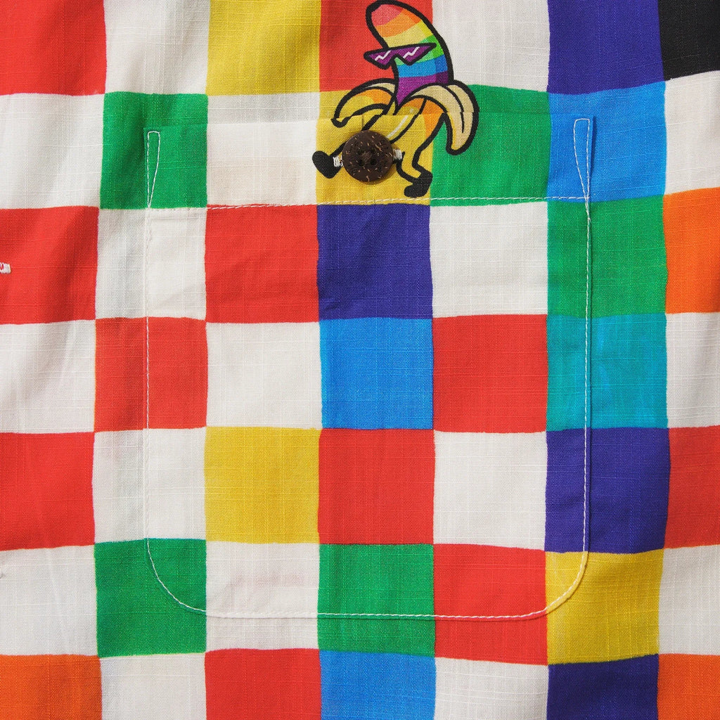 Men's Hawaiian Shirt Short Sleeve Camp Collar 100% Cotton Red Aloha Colorful Checkerboard Polka Dot Design For Fun