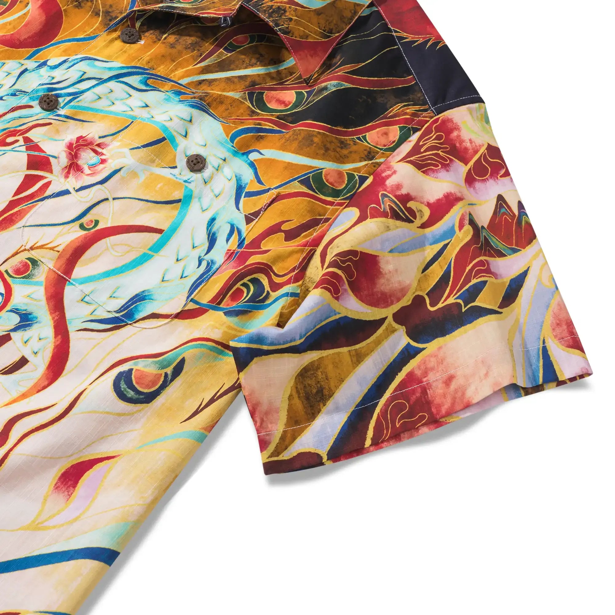 Men's Hawaiian Shirt Short Sleeve Camp Collar 100% Cotton Blue Aloha Nezha Conquers the Dragon King Eastern Legend