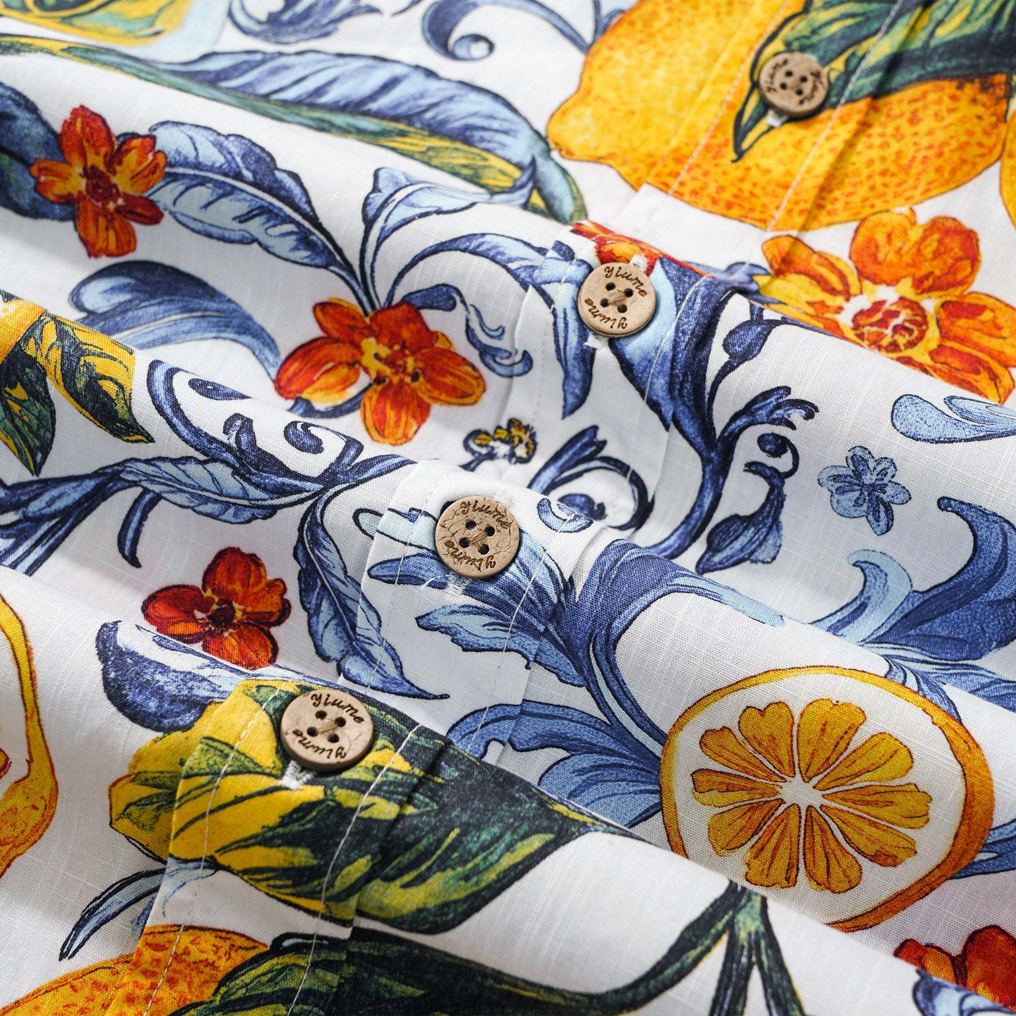 Men's Vintage Blue Hawaiian Shirt Sicily Lemon Shirt Short Sleeve Button-down Tropical Shirt