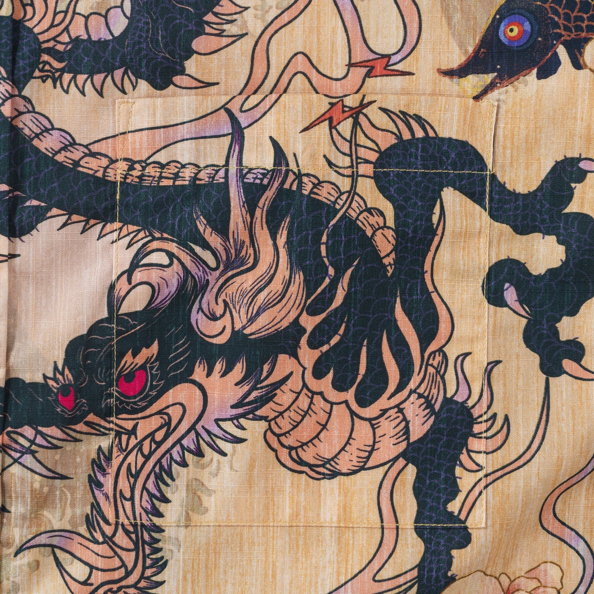 Dragon Shirt 100% Cotton Hawaiian Shirt Men's Short Sleeve Button-down Shirt Aloha Shirt Dragon Dance And Cherry Blossoms