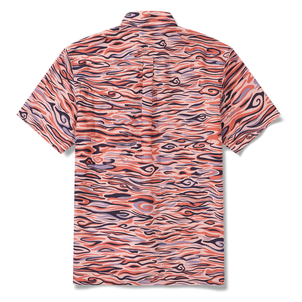 Men's Pink Hawaiian Shirt Short Sleeve Button-down 100% Cotton Aloha Celestial Harmony