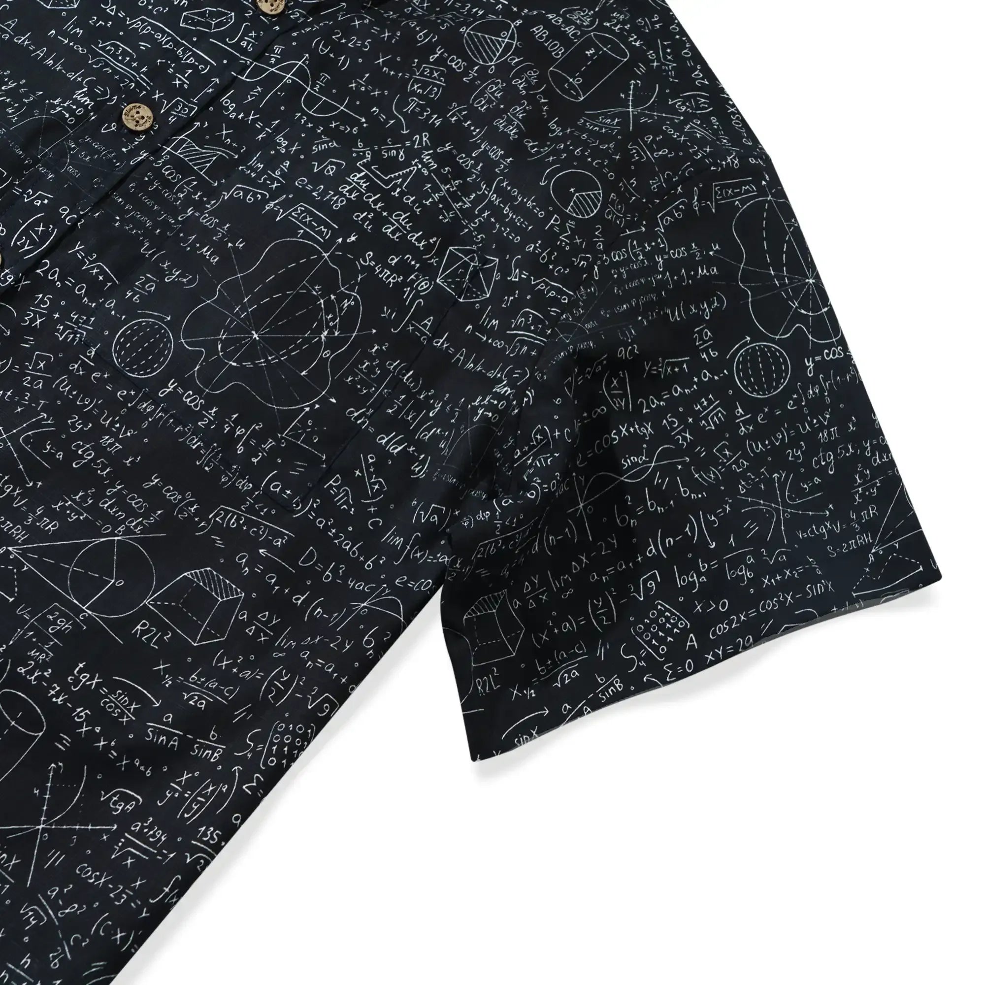 Geek Chic Men's Hawaiian Shirt Short Sleeve Button-down 100% Cotton Black Aloha The Problem Solver Math Formula Physics Equation Science Chalkboard