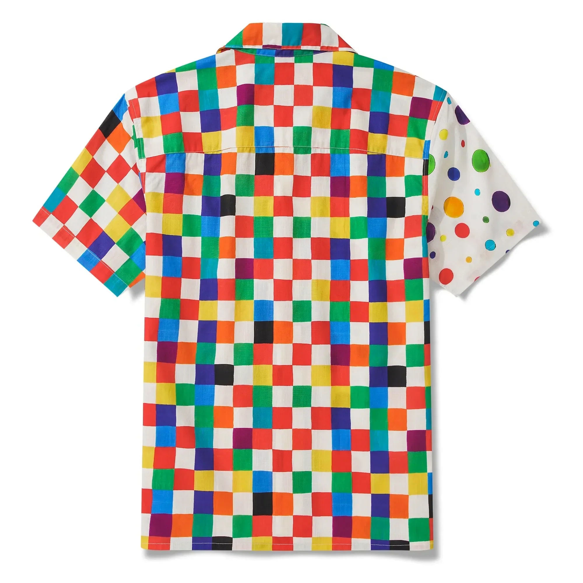Men's Hawaiian Shirt Short Sleeve Camp Collar 100% Cotton Red Aloha Colorful Checkerboard Polka Dot Design For Fun