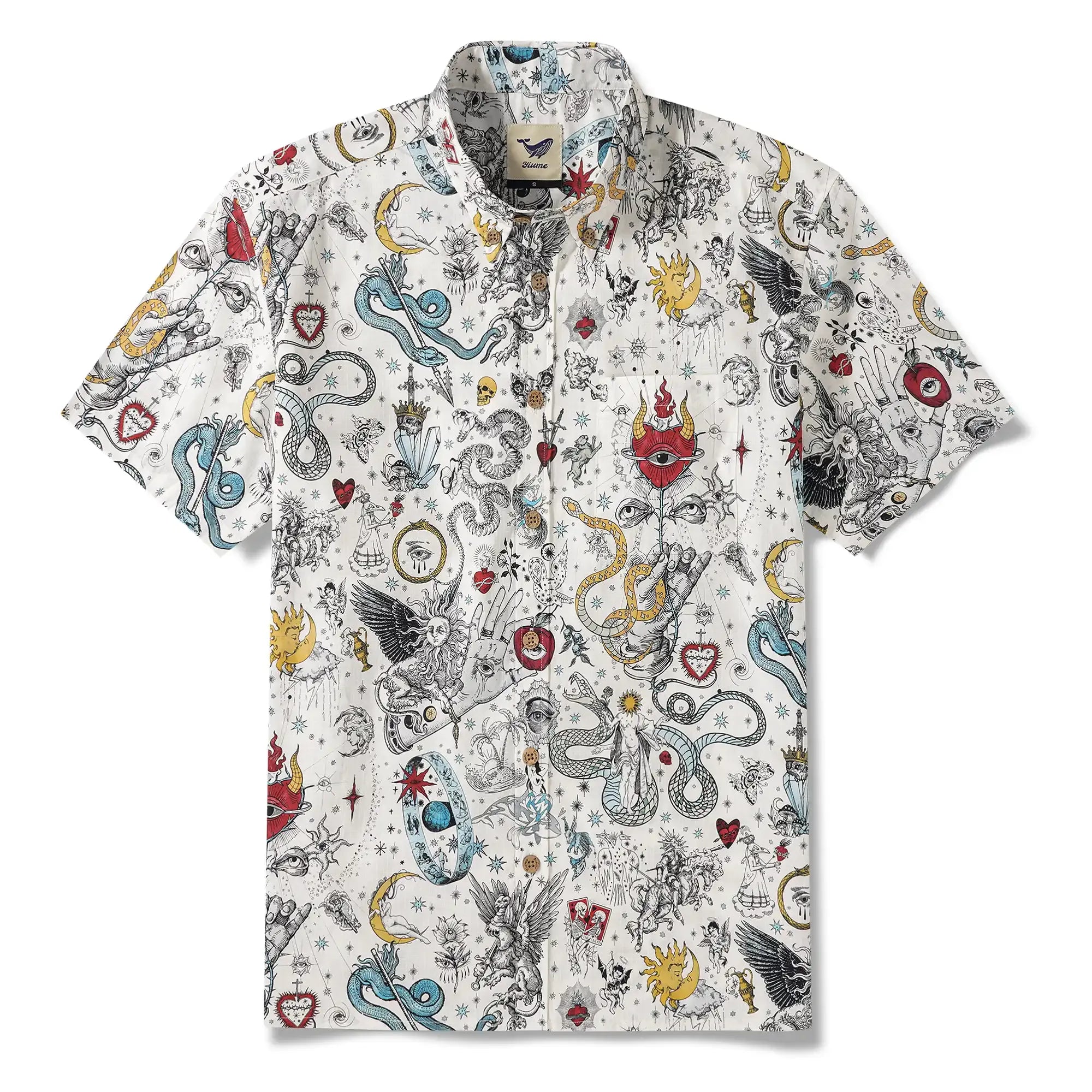 Valentine's Day Gift Men's Hawaiian Shirt Short Sleeve Button-down 100% Cotton White Aloha The Gentle Embrace Of Paradise Unburned