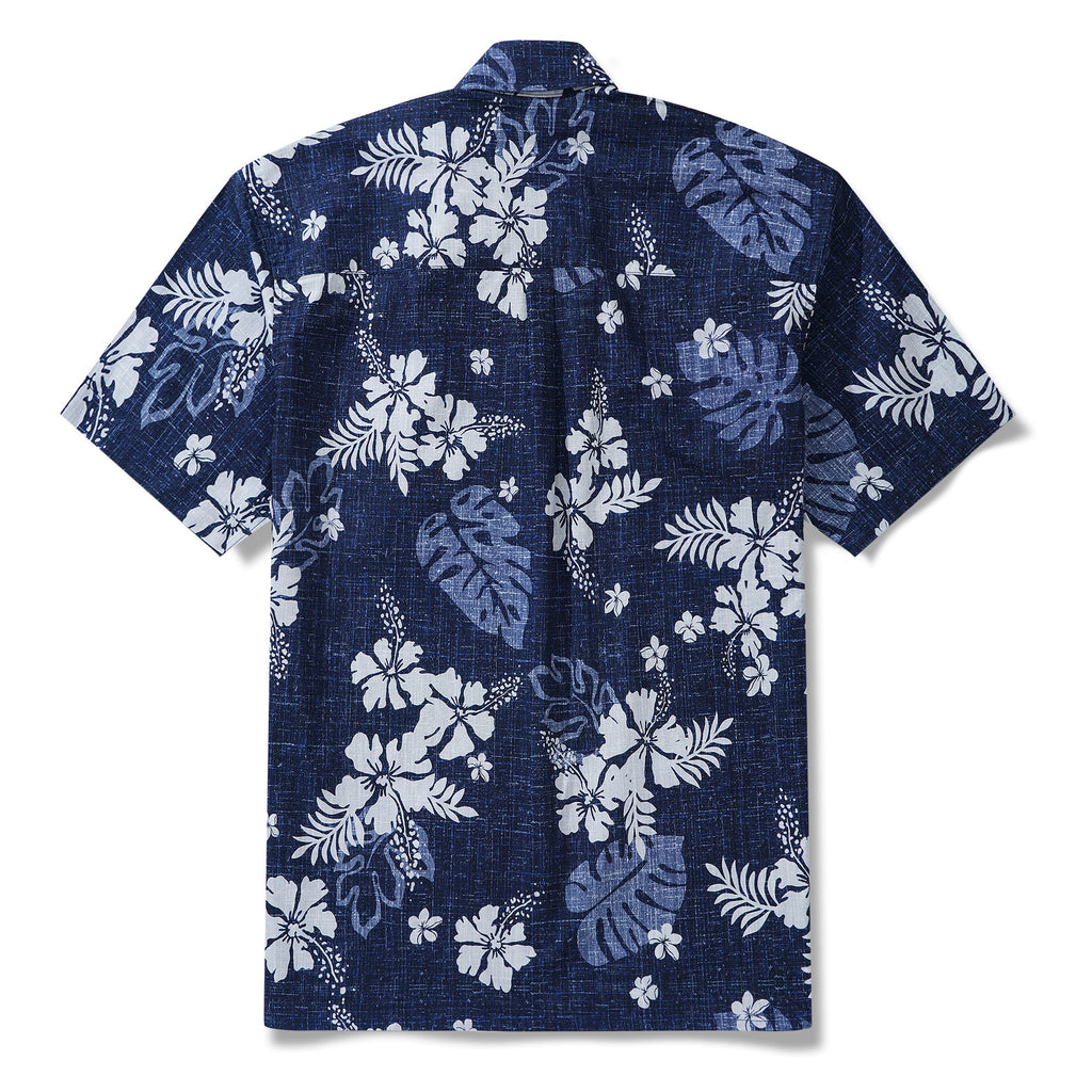 Yiume Tropical Hawaiian Shirt For Men Breathable Shirt Blue Short Sleeve Button-down Shirt