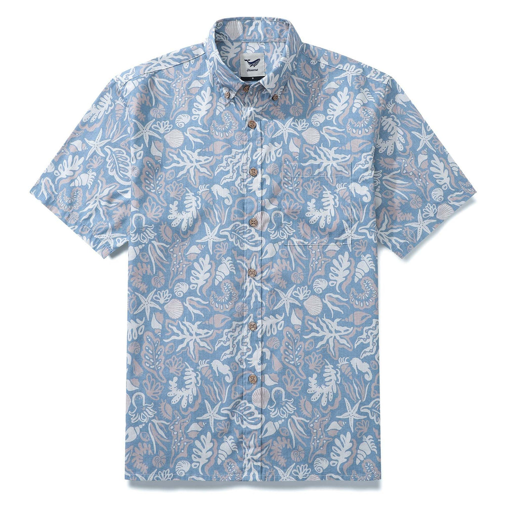 Men's Marine Life Shirt  Button-down 100% Cotton Blue Shirt Hawaiian Shirt Aloha Ocean-themed Silhouettes