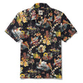 Tiki Men's Vintage Hawaiian Shirt Black Tiki Shirt Short Sleeve Camp Collar 100% Cotton Aloha Shirt Vintage Aloha