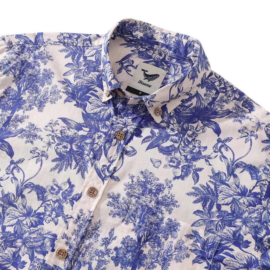 Men's Hawaiian Shirt Rural Scenery Print Cotton Button-down Long Sleeve Aloha Shirt