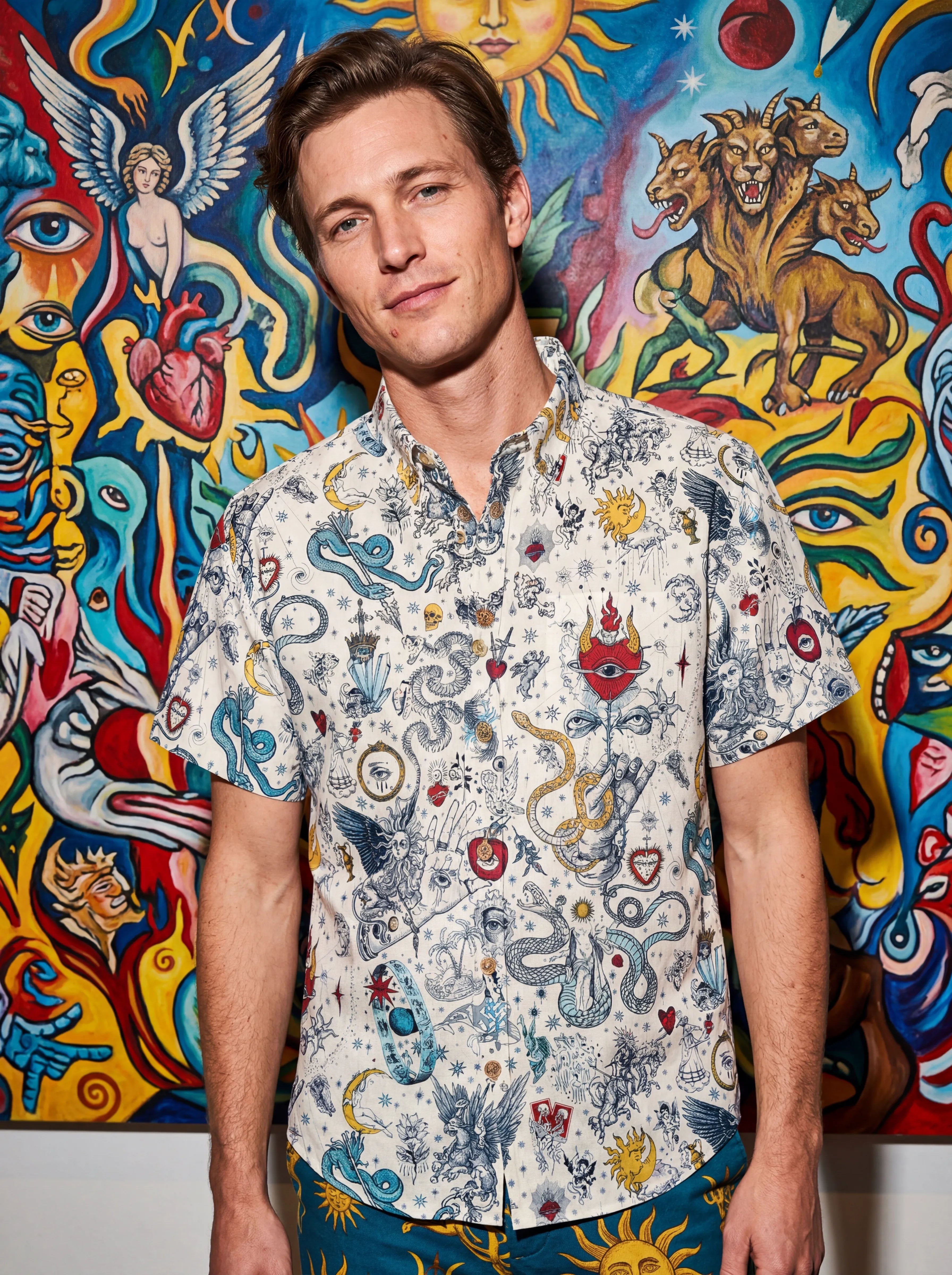Valentine's Day Gift Men's Hawaiian Shirt Short Sleeve Button-down 100% Cotton White Aloha The Gentle Embrace Of Paradise Unburned