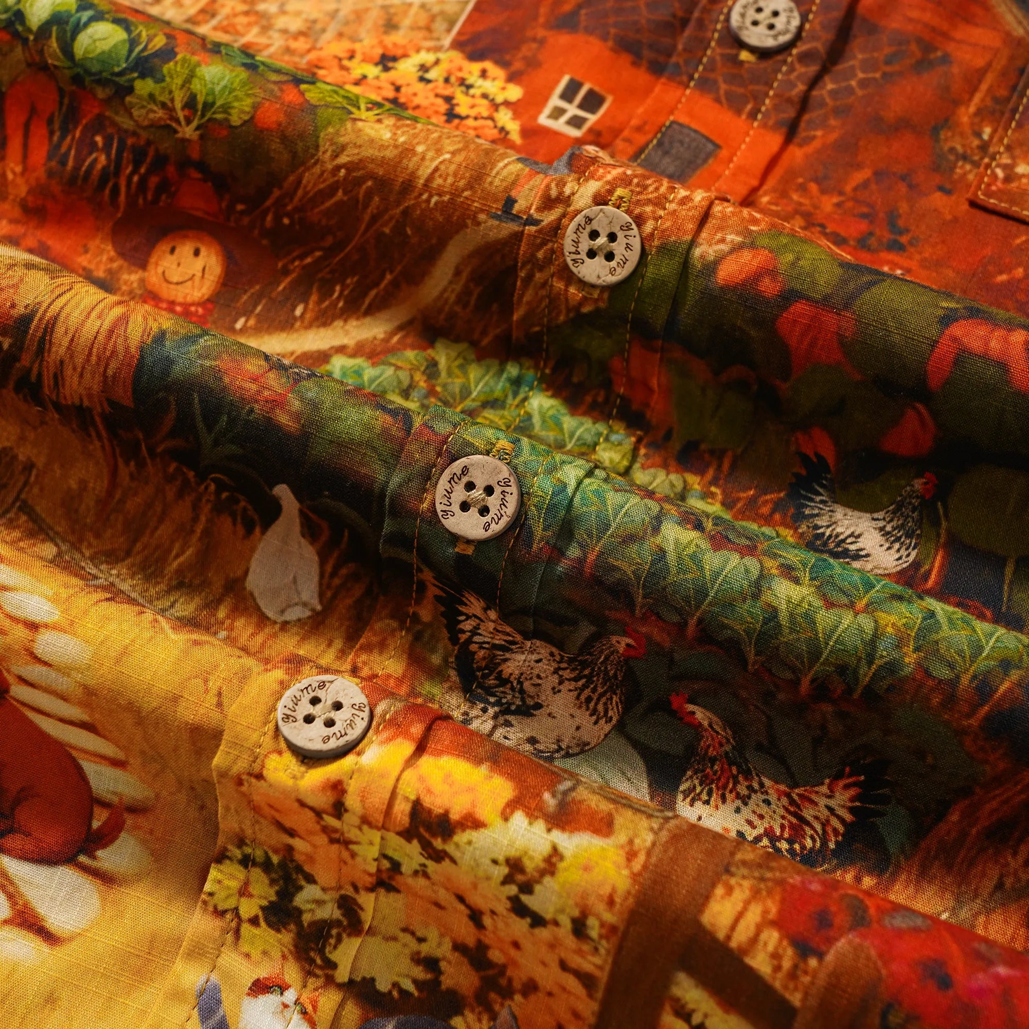 Men's Hawaiian Shirt Short Sleeve Button-down 100% Cotton Yellow Aloha Autumn Countryside Charms Fall Apple Cat Dog Countryside Yard Harvest