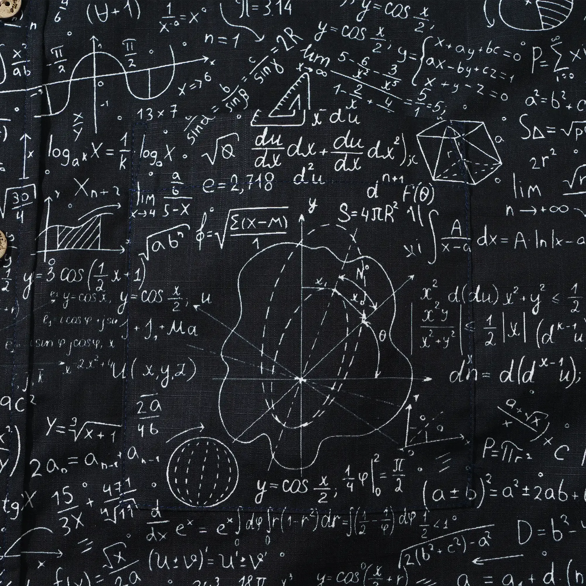 Geek Chic Men's Hawaiian Shirt Short Sleeve Button-down 100% Cotton Black Aloha The Problem Solver Math Formula Physics Equation Science Chalkboard