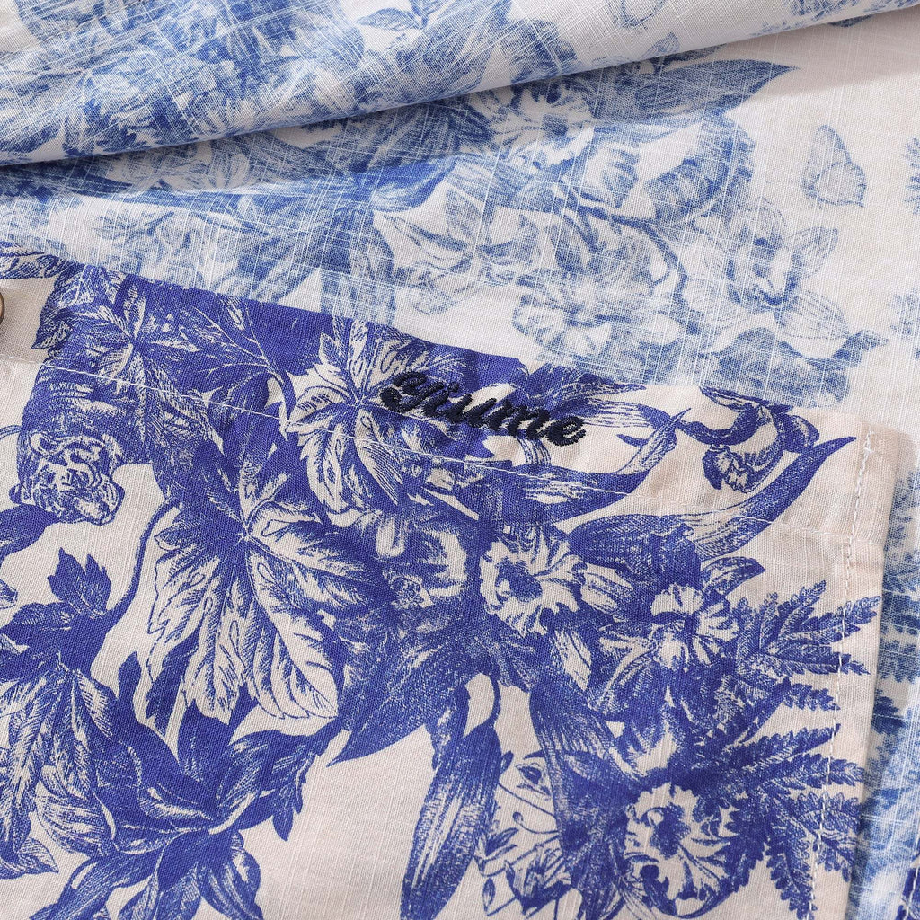 Men's Hawaiian Shirt Rural Scenery Print Cotton Button-down Long Sleeve Aloha Shirt