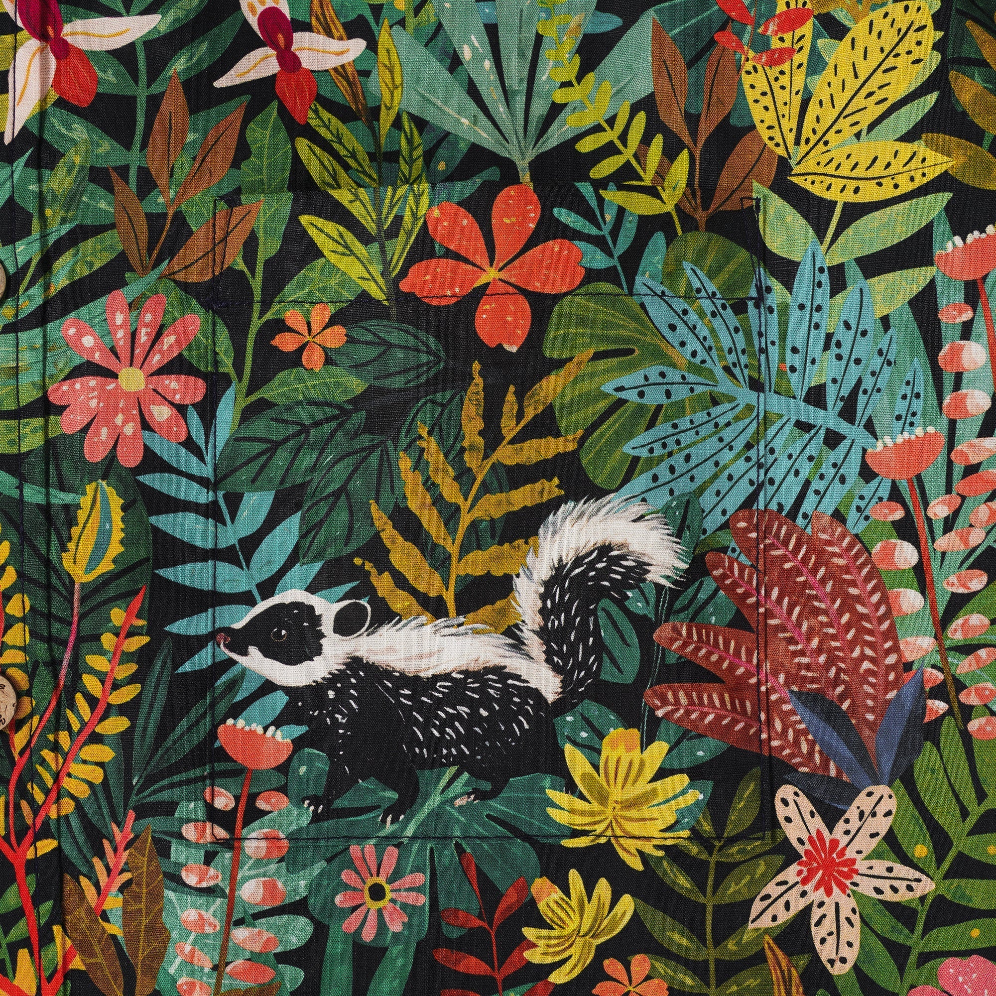 Squirrel Men's Hawaiian Shirt Short Sleeve Button-down 100% Cotton Green Aloha Forest Fairytale