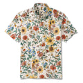 Men's Hawaiian Shirt Short Sleeve Button-down 100% Cotton Beige Aloha Floral Reverie