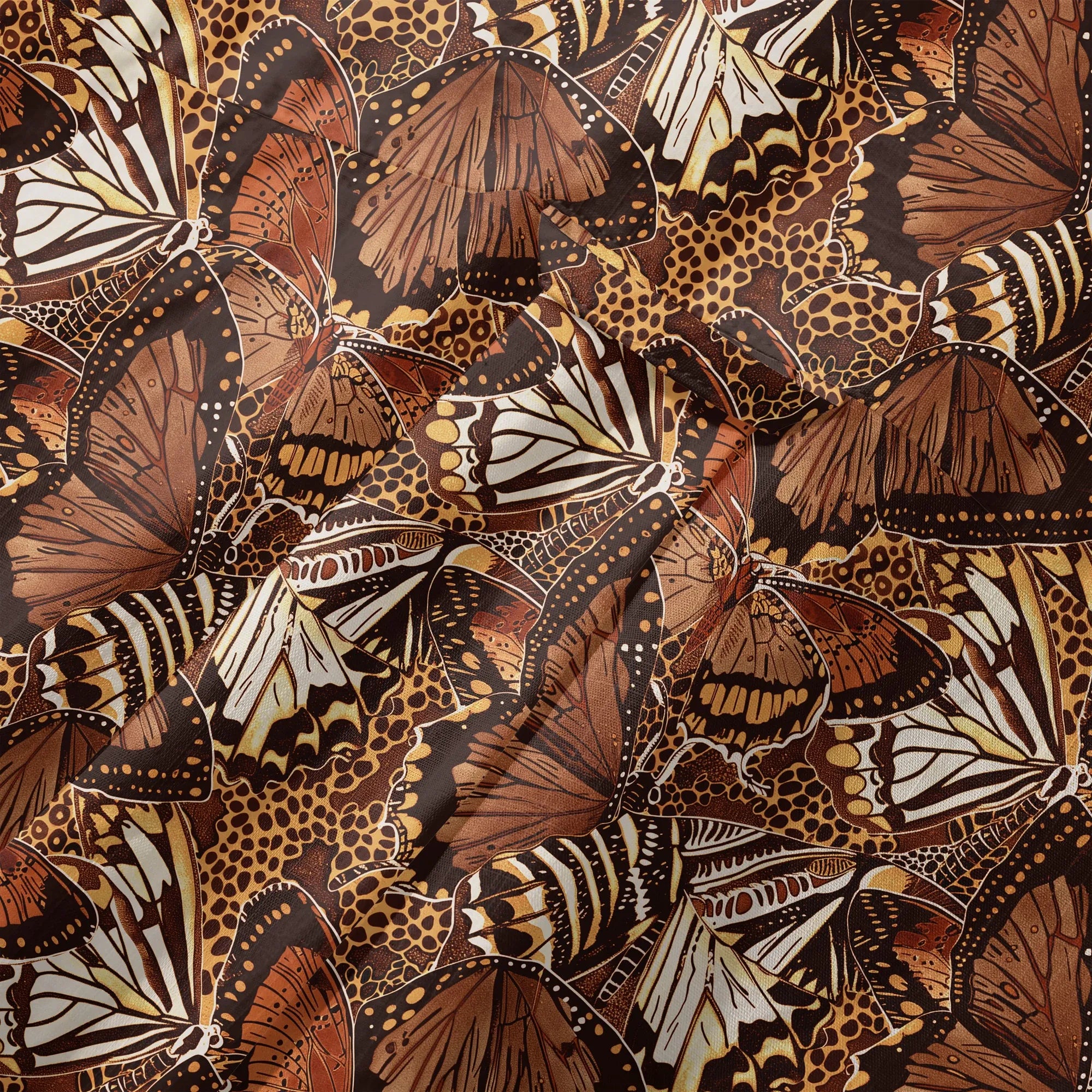 LeosWare® Men's Hawaiian Shirt Short Sleeve Button-up 100% Cotton Brown Aloha Butterfly Haven
