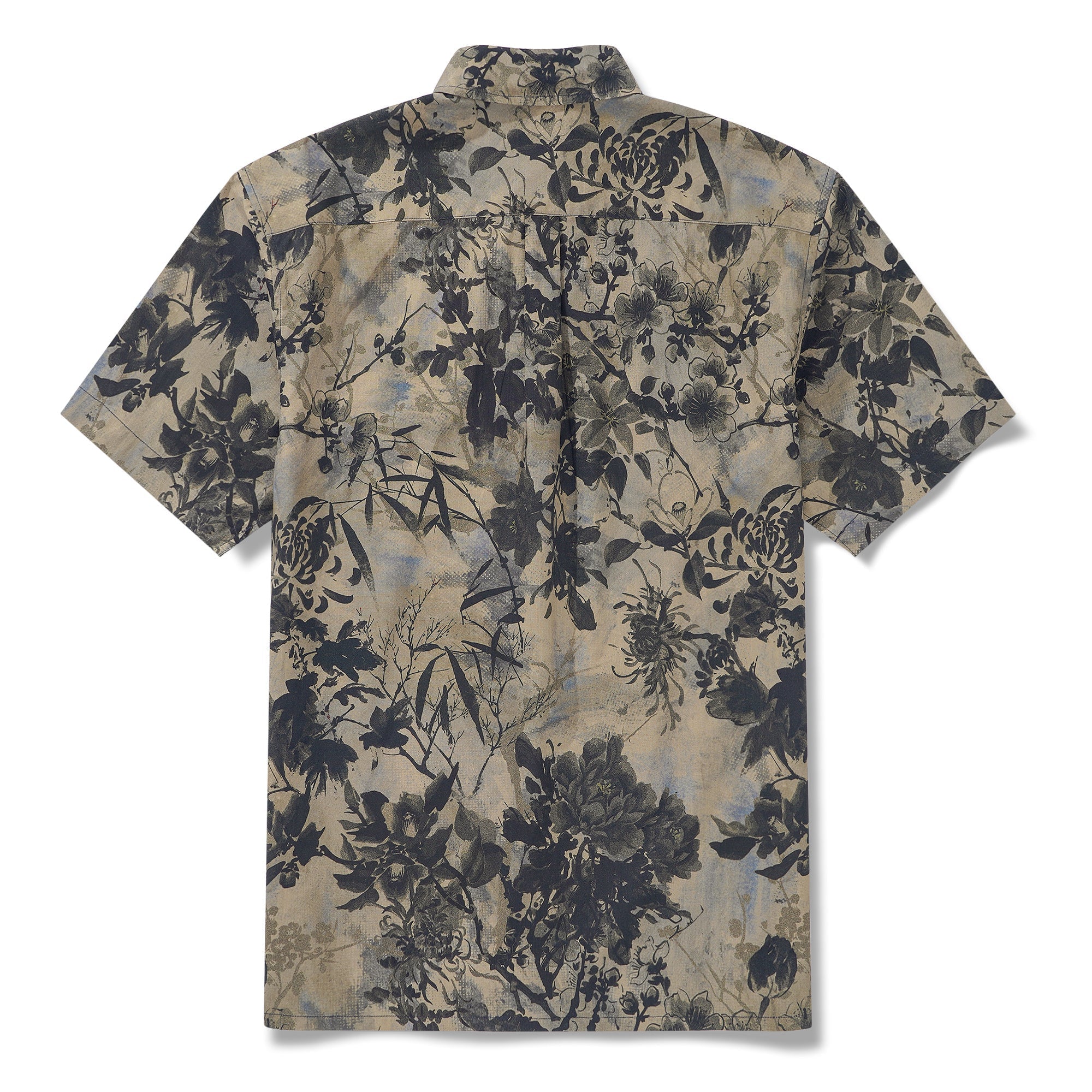 Men's Hawaiian Shirt Short Sleeve Button-down 100% Cotton Brown Aloha Shirt