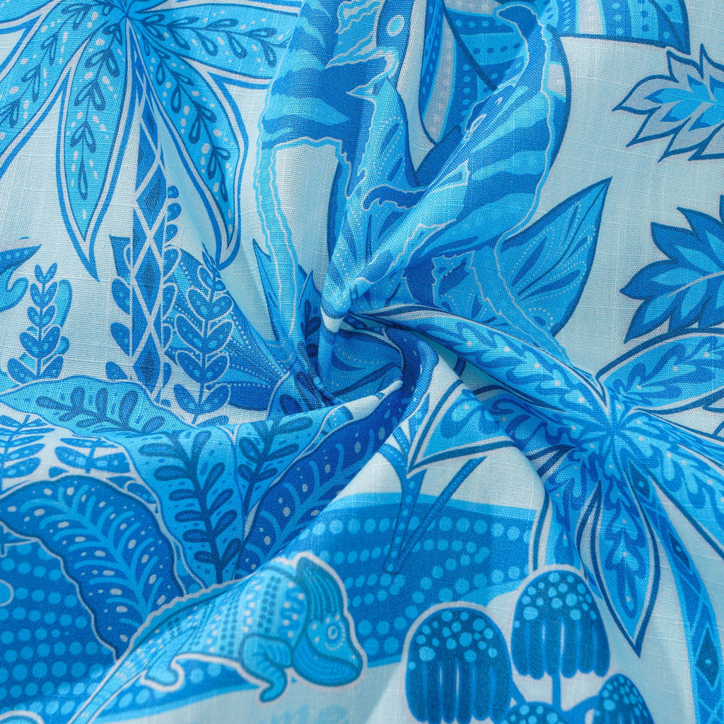 Men's Blue Hawaiian Shirt Tropical Shirt Short Sleeve Button-down 100% Cotton Blue Aloha Jungle Paradise