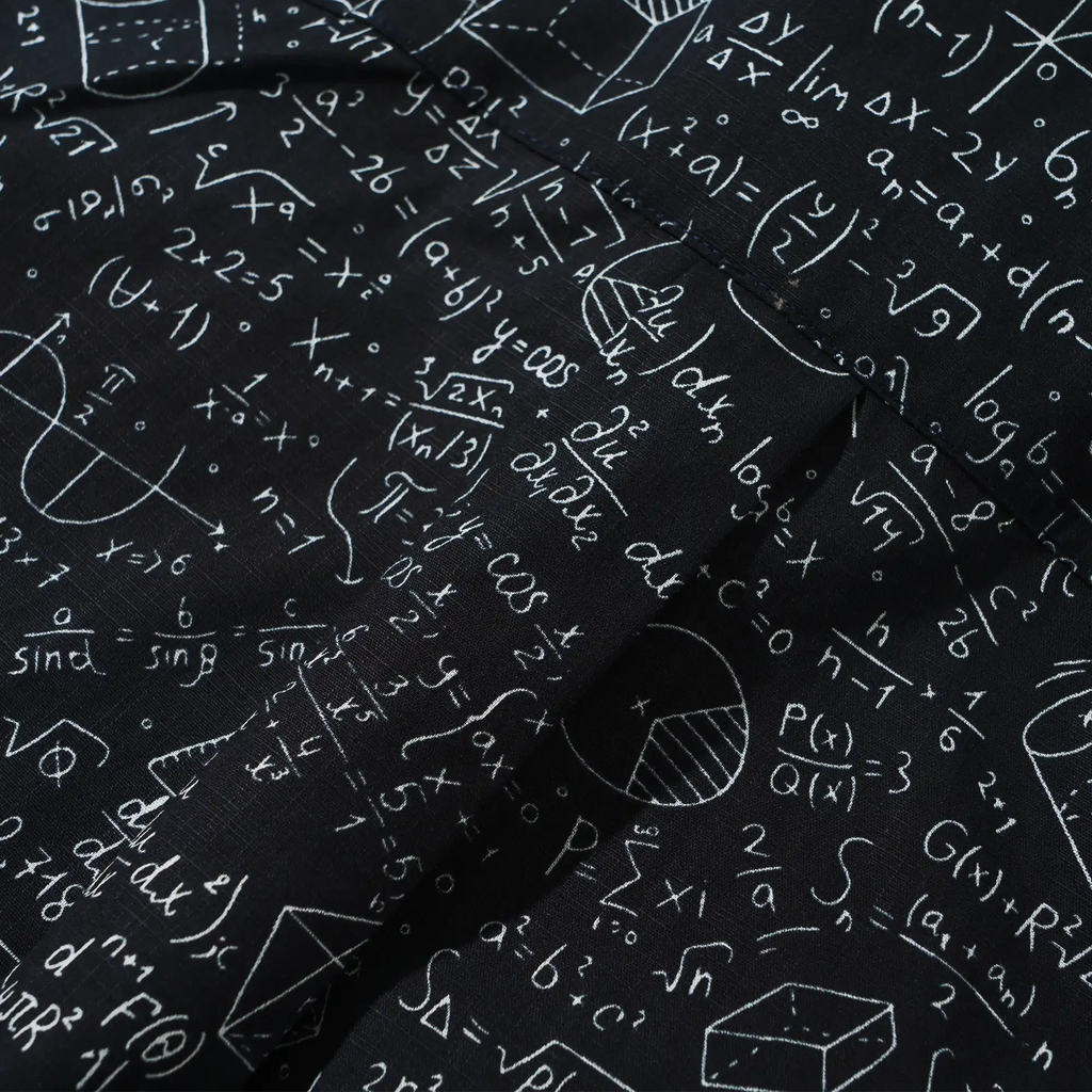 Geek Chic Men's Hawaiian Shirt Short Sleeve Button-down 100% Cotton Black Aloha The Problem Solver Math Formula Physics Equation Science Chalkboard
