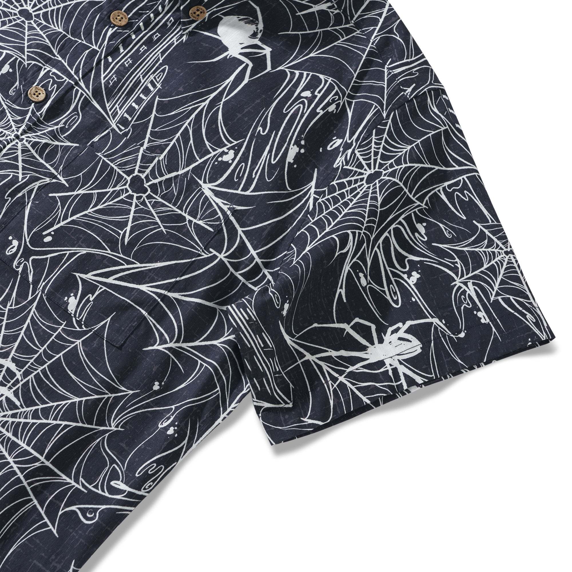 Halloween Gift The Hidden Hunter in the City 100% Cotton Men's Short Sleeve Button-down Shirt Aloha Hawaiian