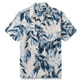 Men's 100%Silk Hawaiian Shirt Painting Bamboo Leaves Print Camp collar Short Sleeve Aloha Shirt