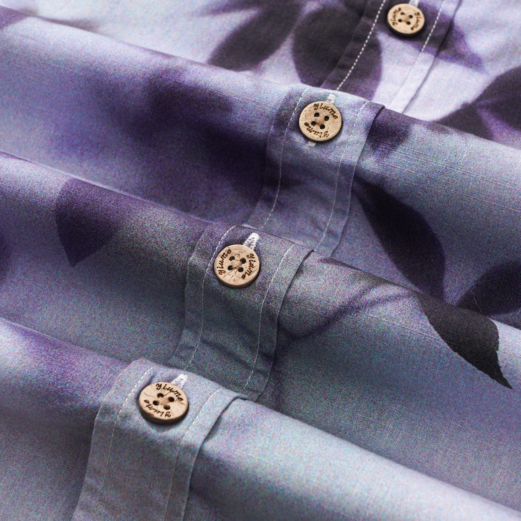 Men's Cotton Hawaiian Shirt Short Sleeve Button-down Purple Aloha Shirt Mist-Kissed Leaves