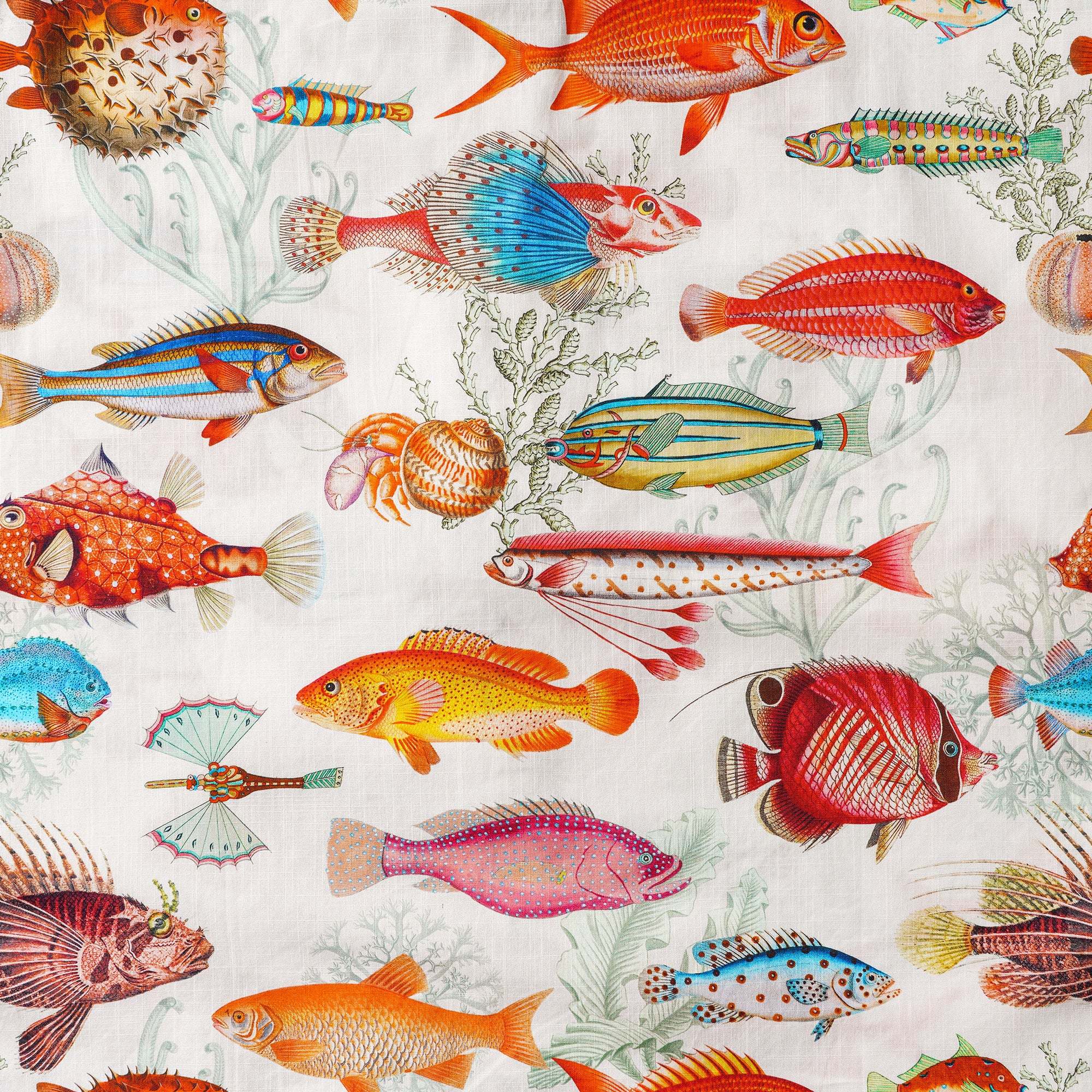 Yiume Men's Tropical Fish Shirt 100% Cotton Hawaiian Shirt Short Sleeve Button-down Beige Aloha Shirt Symphony Of The Sea
