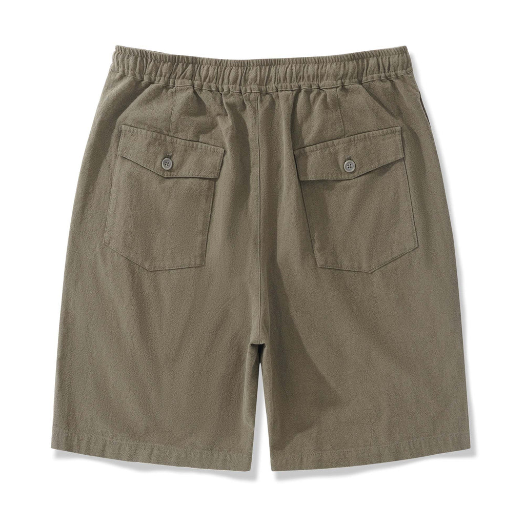 Mens Linen Shorts Mid-Rise Straight Bermuda 8-10 Inch 5-Pocket Shorts