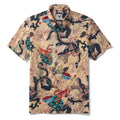 Dragon Shirt 100% Cotton Hawaiian Shirt Men's Short Sleeve Button-down Shirt Aloha Shirt Dragon Dance And Cherry Blossoms