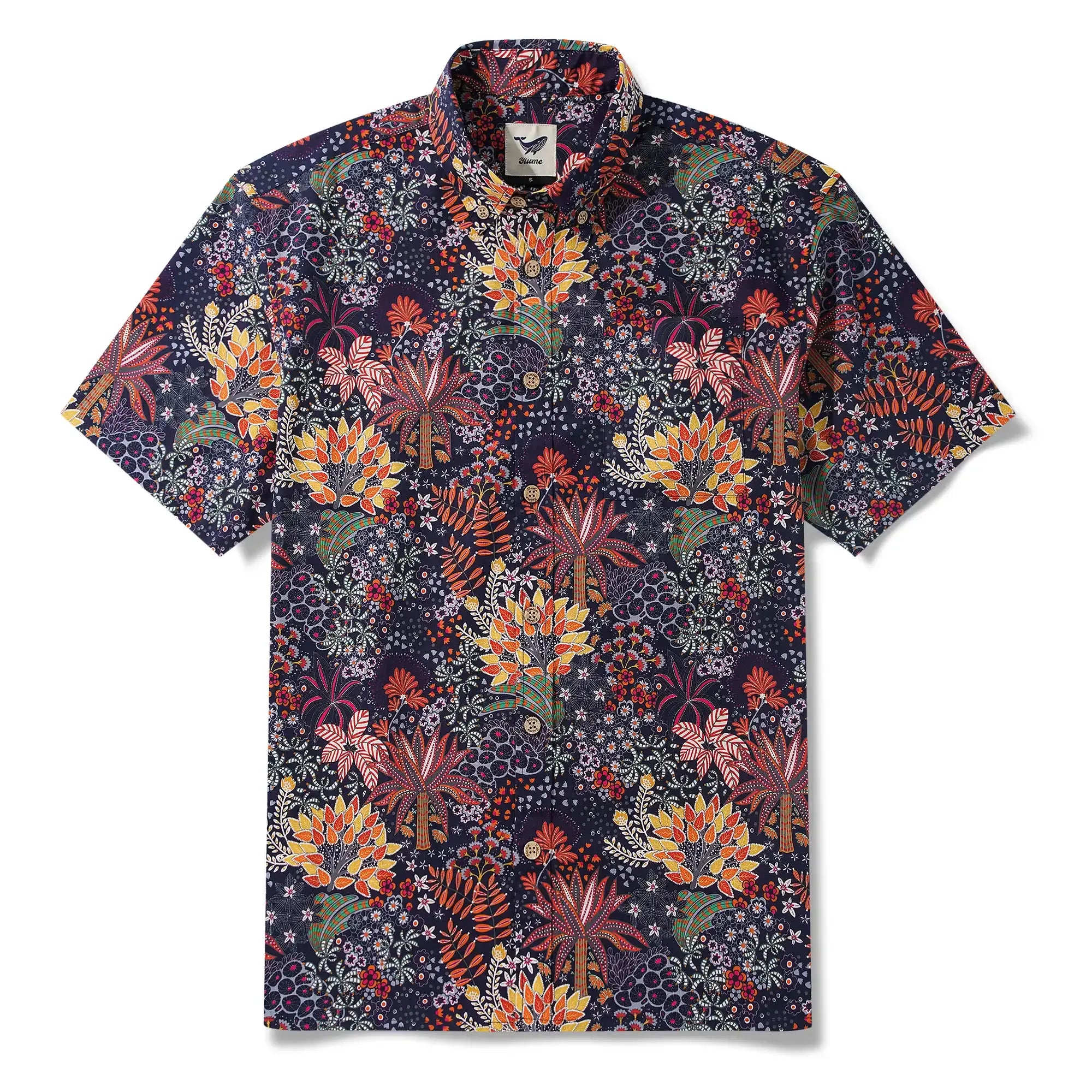 1950s Tropical Hawaiian Shirt For Men Print Short Sleeve 100% Cotton Red Shirt Aloha Quirky Plants