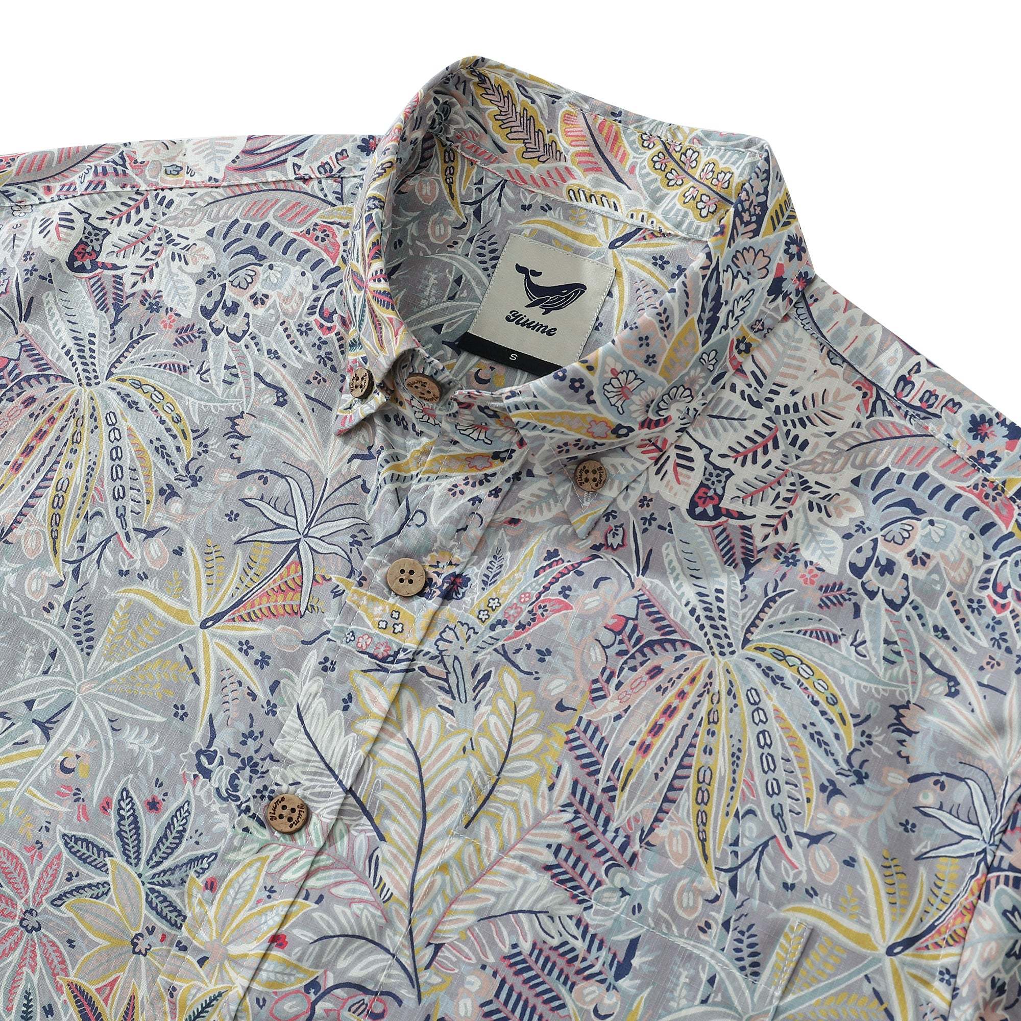Breathable Hawaiian Shirt for Men Tropical Palm Tree Print 100% Cotton Wrinkle Free Shirt