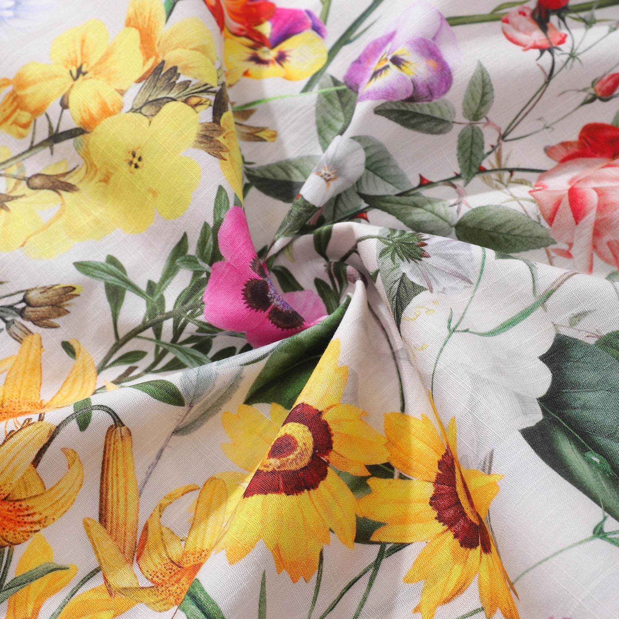 Floral Hawaiian Shirt For Men Colorful Button-down Shirt Short Sleeve 100% Cotton Shirt Sunlight Florals
