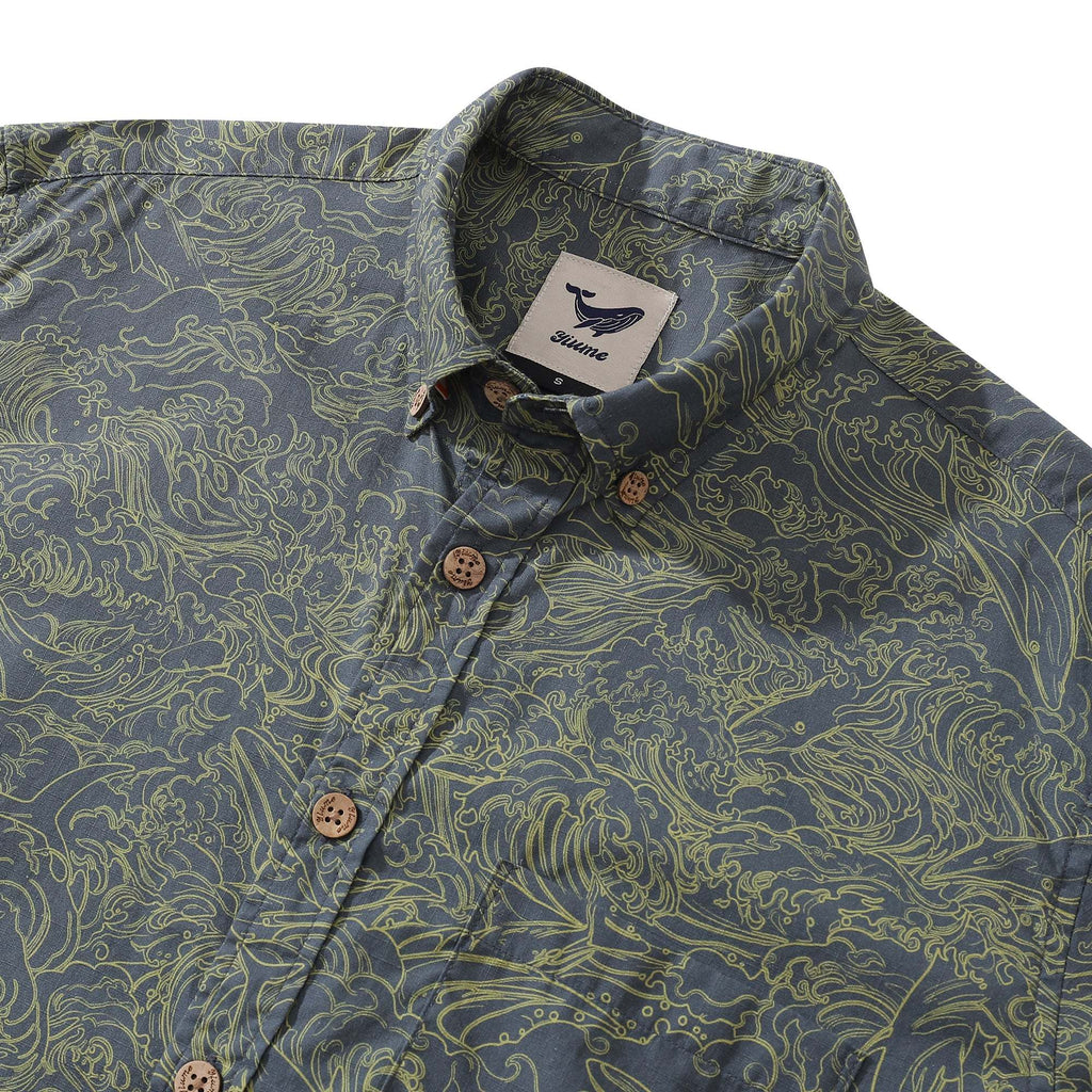Men's Hawaiian Shirt Dance of the Sea Cotton Button-down Long Sleeve Aloha Shirt