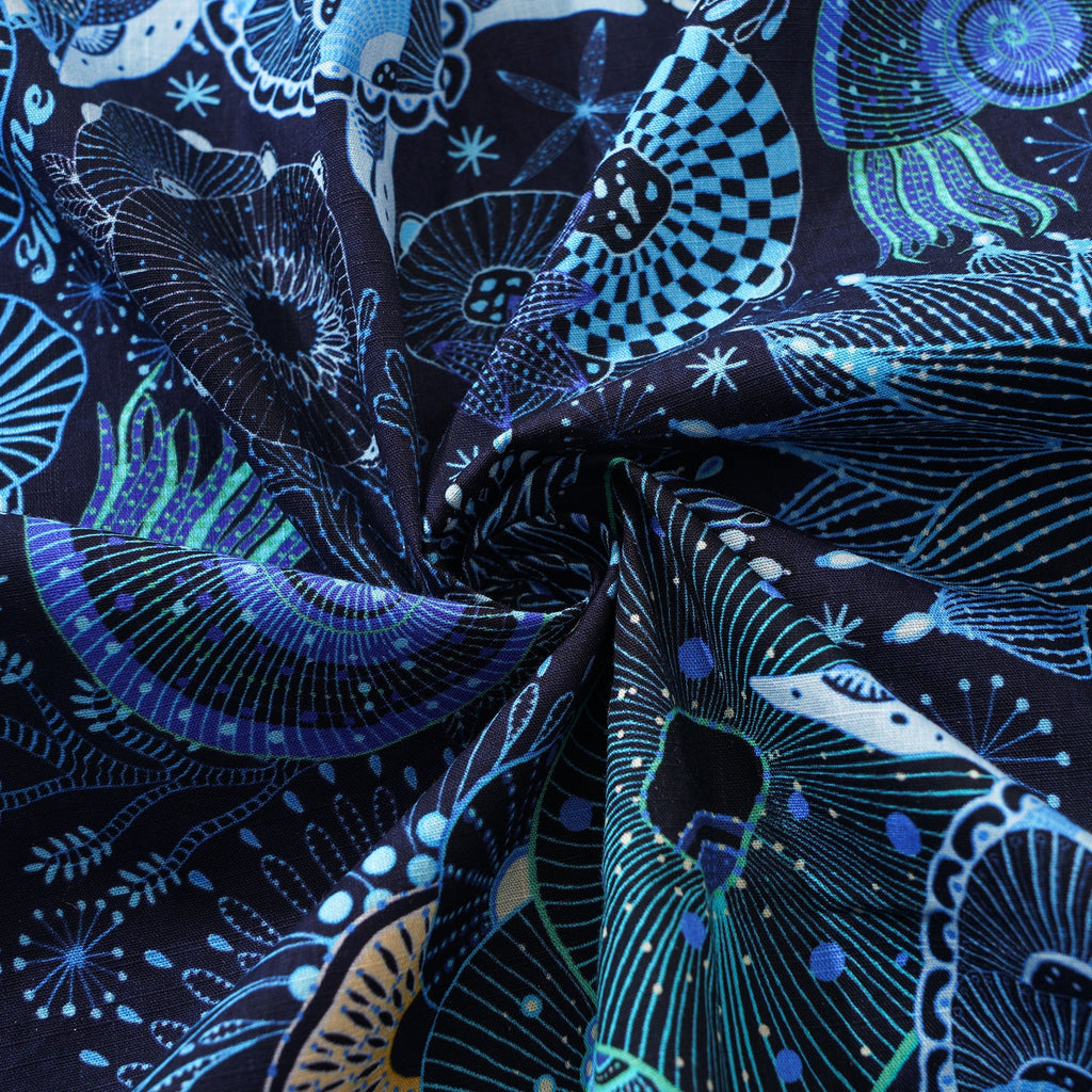 Yiume Sea Turtle Hawaiian Shirt For Men 100% Cotton Blue Shirt Short Sleeve Button-down Shirt