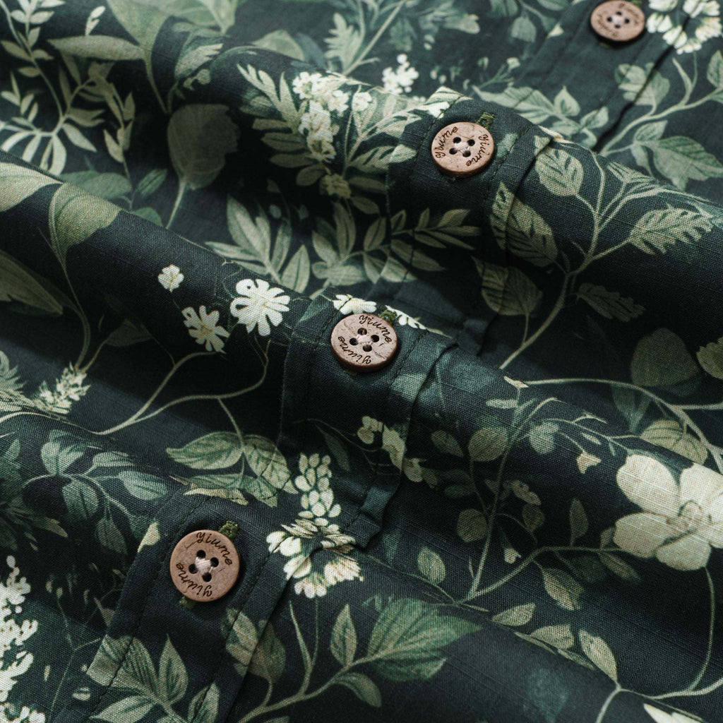 1950s Green Hawaiian Shirt For Men 100% Cotton Button-down Short Sleeve Tropical Shirt