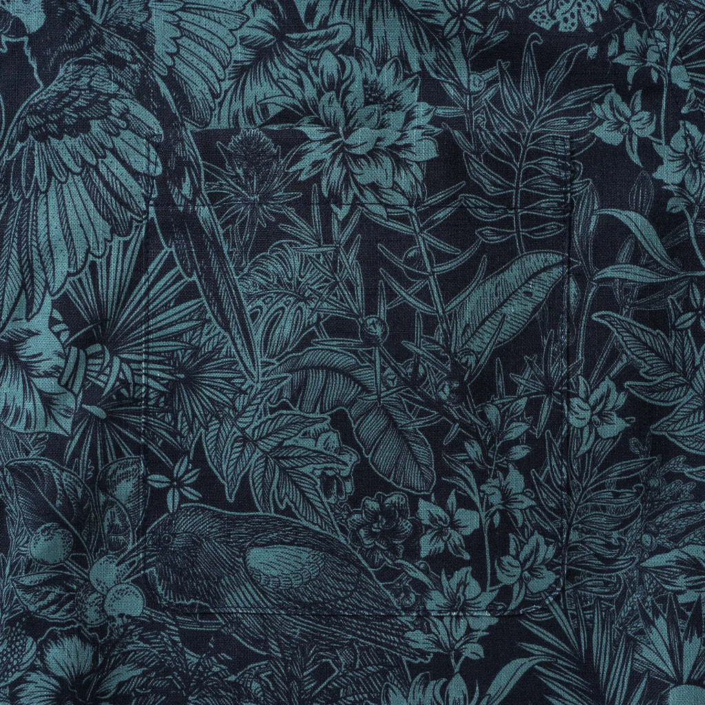 Men's Hawaiian Shirt Long Sleeve Button-down 100% Cotton Green Aloha Tropical Jungle Charm