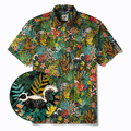 Squirrel Men's Hawaiian Shirt Short Sleeve Button-down 100% Cotton Green Aloha Forest Fairytale