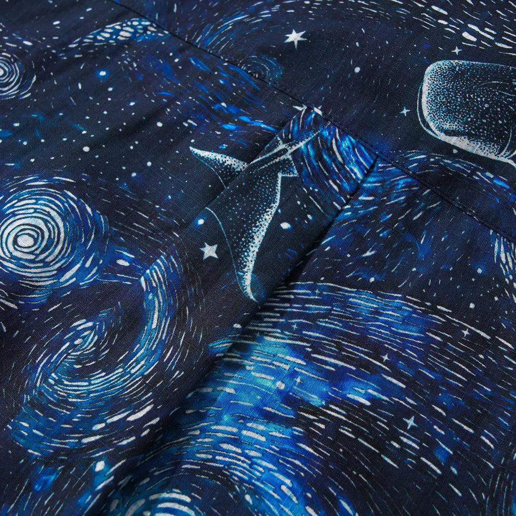 Men's Hawaiian Shirt Short Sleeve Button-down 100% Cotton Blue Aloha Dreams Of The Starry Sea Jellyfish Whale